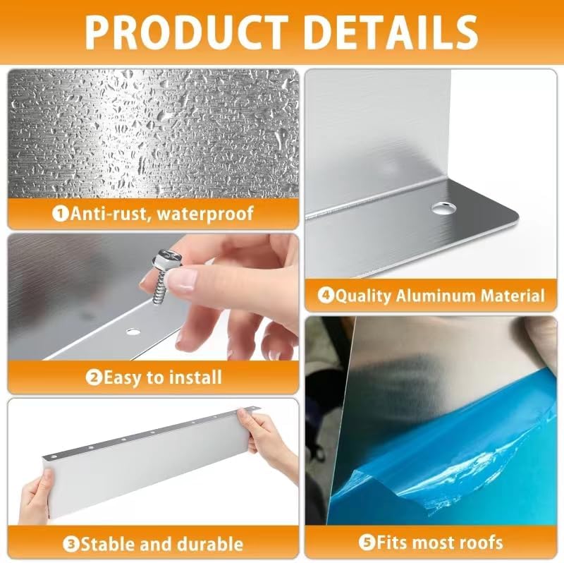 appacare 8 قطع واقي وادي المزاريب، موصل مطر مستقيم لحراس المزاريب، واقي مزاريب لتسرب المطر لأسطح المنازل المائلة (نمط مستقيم) - Image 3